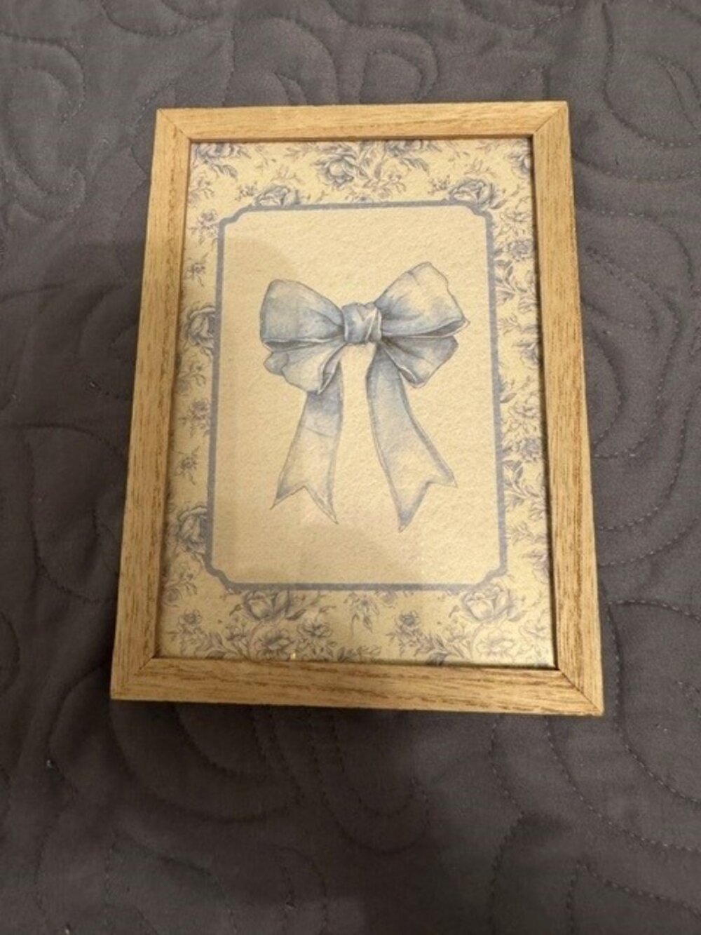 NEW MY TEXAS HOUSE BLUE BOW DESIGN 5 X 7 FRAMED ARTWORK